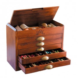 Wooden Collectors Box + 465 Mouliné DMC Threads 